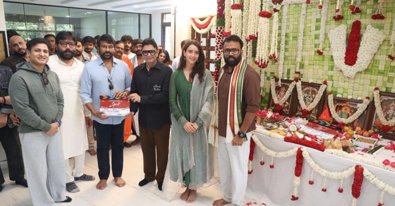 Spirit: Megastar Chiranjeevi attends the mahurat as shoot begins for India’s biggest Pan India superstar Prabhas most awaited with the prolific Sandeep Reddy Vanga