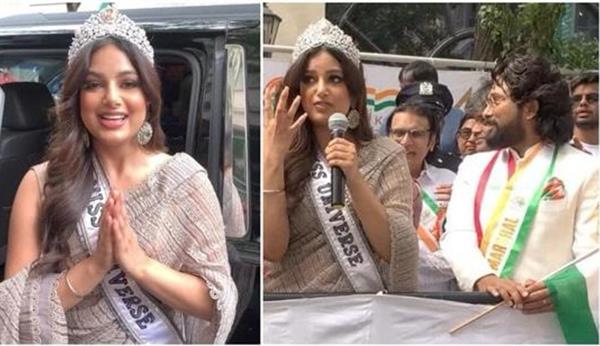  Allu Arjun, Kailash Kher and Harnaaz Kaur Sandhu made grand entry in India day parade in New York 