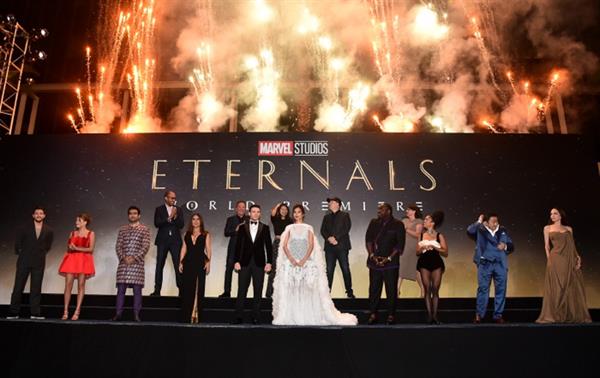 Angelina Jolie, Salma Hayek, Richard Madden at Eternals Dazzling Premiere 