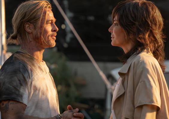 Brad Pitt and Sandra Bullock in a still from Bullet Train