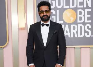 NTR Jr owns the red carpet at Golden Globes in a classic black tuxedo