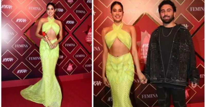 Janhvi Kapoor looks stunning in this pretty yellow and green dress