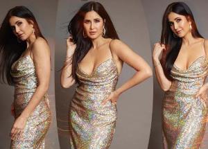 Katrina Kaif glows in golden shimmery dress 