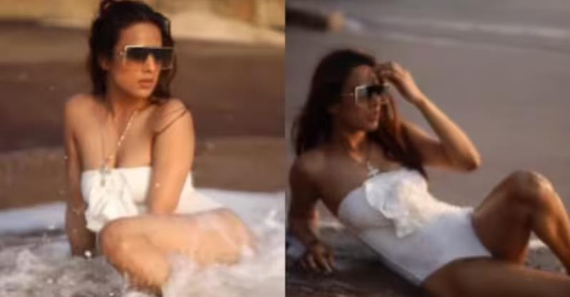 Nia Sharma flaunts her hotness in white monokini