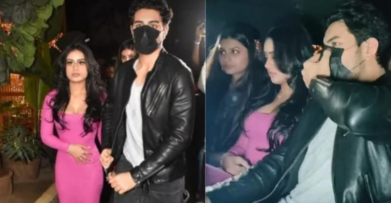 Nysa Devgan flaunts her pink dress as she arrives with Ibrahim Ali Khan