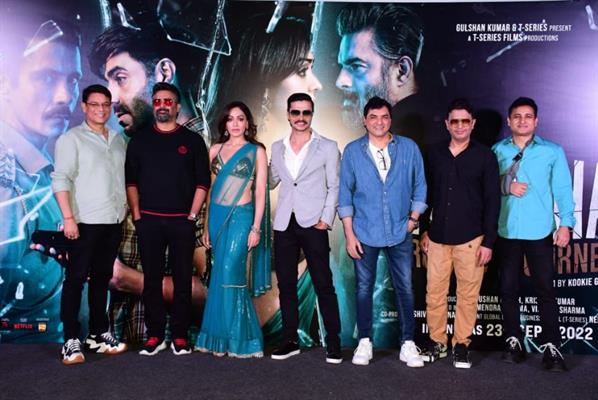 R Madhavan, Khushalii Kumar, Darshan Kumaar along with director Kookie Gulati launch the teaser of their film Dhokha - Round D Corner. 