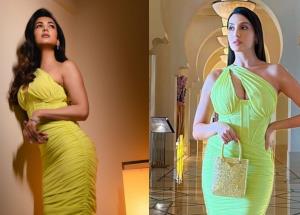 Sonal Chauhan And Nora Fatehi rock the Neon green Midi Dress