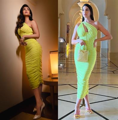Sonal Chauhan And Nora Fatehi rock the Neon green Midi Dress