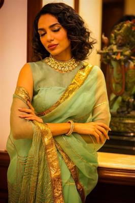 Sobhita Dhulipala looks ravishing as she made a stunning appearance in an olive green saree