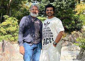 Mega Power Star Ram Charan shared some endearing images with director SS Rajamouli and Junior NTR ! 