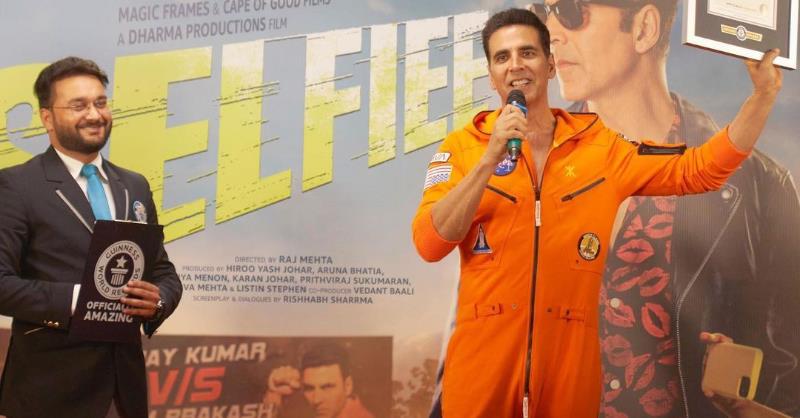 Akshay Kumar has broken the previously held world record of 168 self-portrait photographs (selfies)